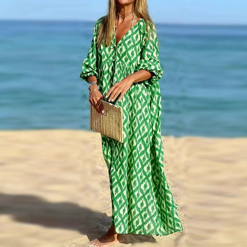 Casual High Waist Bohemian Maxi Dress