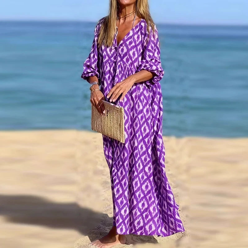 Casual High Waist Bohemian Maxi Dress