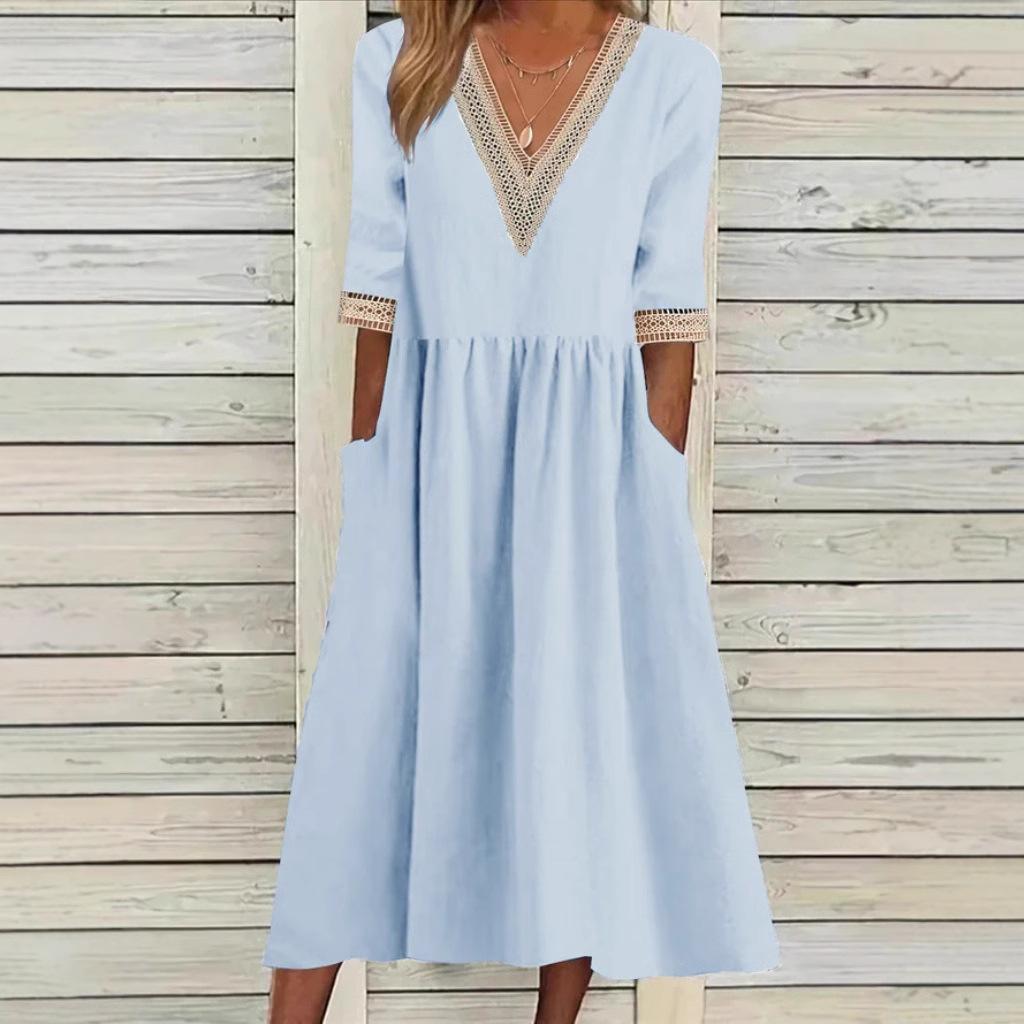 Olivia | Lace Collar Mid-Length Dress