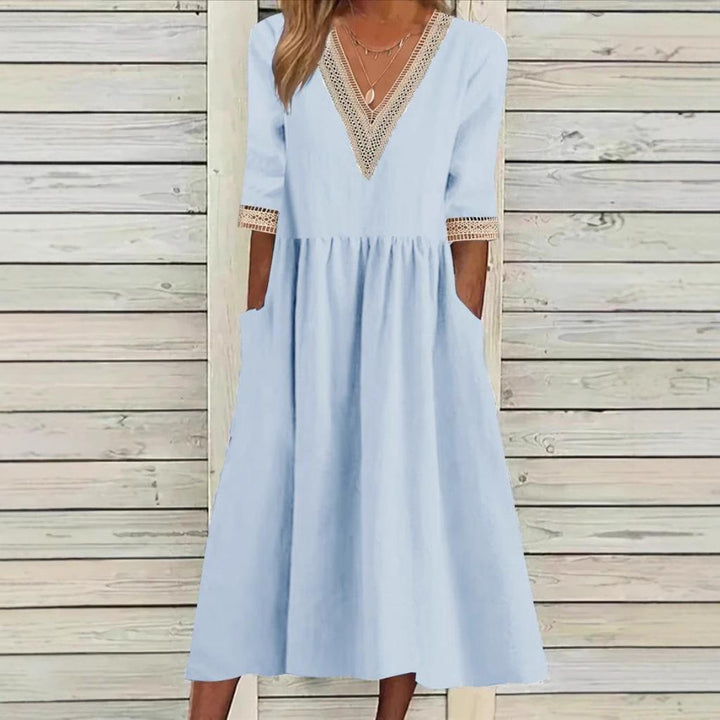 Olivia | Lace Collar Mid-Length Dress